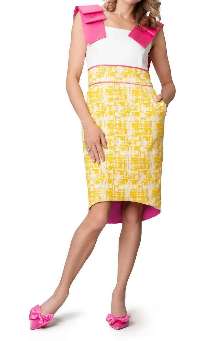 NEW NATANYA FRIEDKA kameron figure-flattering dress in lemonade
